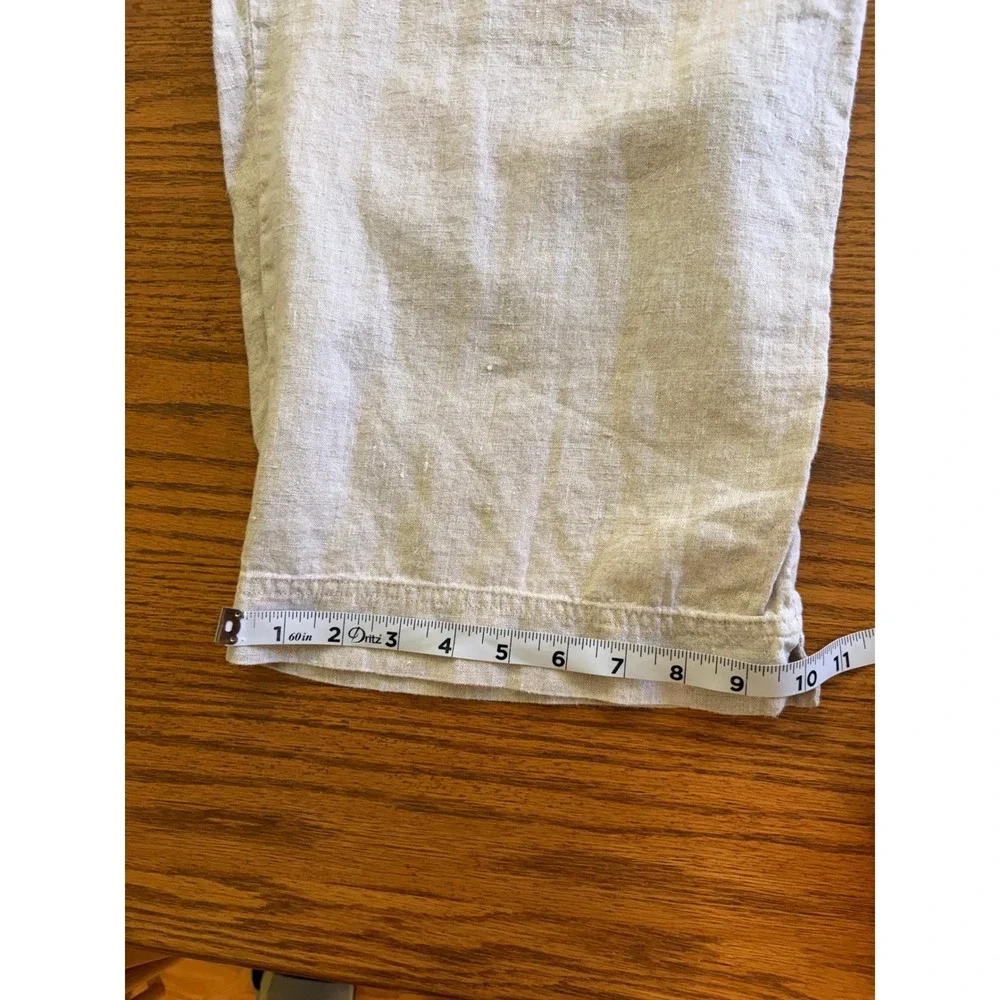 Chicos Design Womens 100% Linen Cropped Pants‎ Beige Coastal Resort Size 3 XL